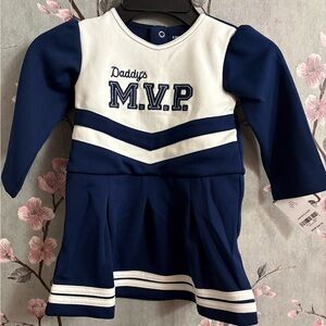 Daddy's MVP cheerleader Blue and White Dress